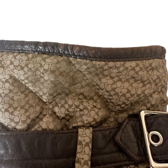 Coach Vintage Quilted Jacket Brown Monogram Logo Print Snap Front XS Womens - Picture 12 of 12